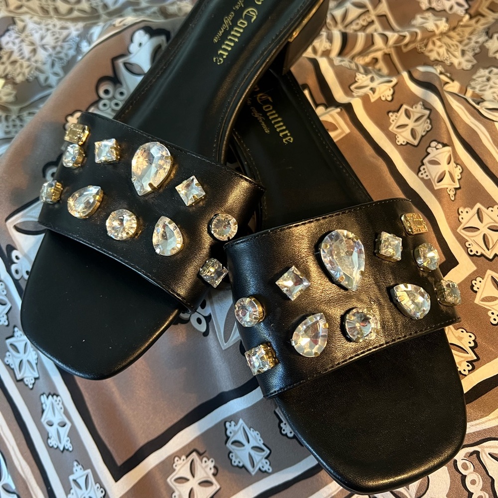 Juicy Couture slides with chunky heel